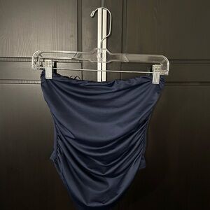 Navy Blue Ruched Tube Top